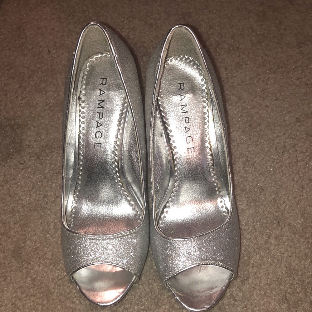 Rampage open toe glitter heels